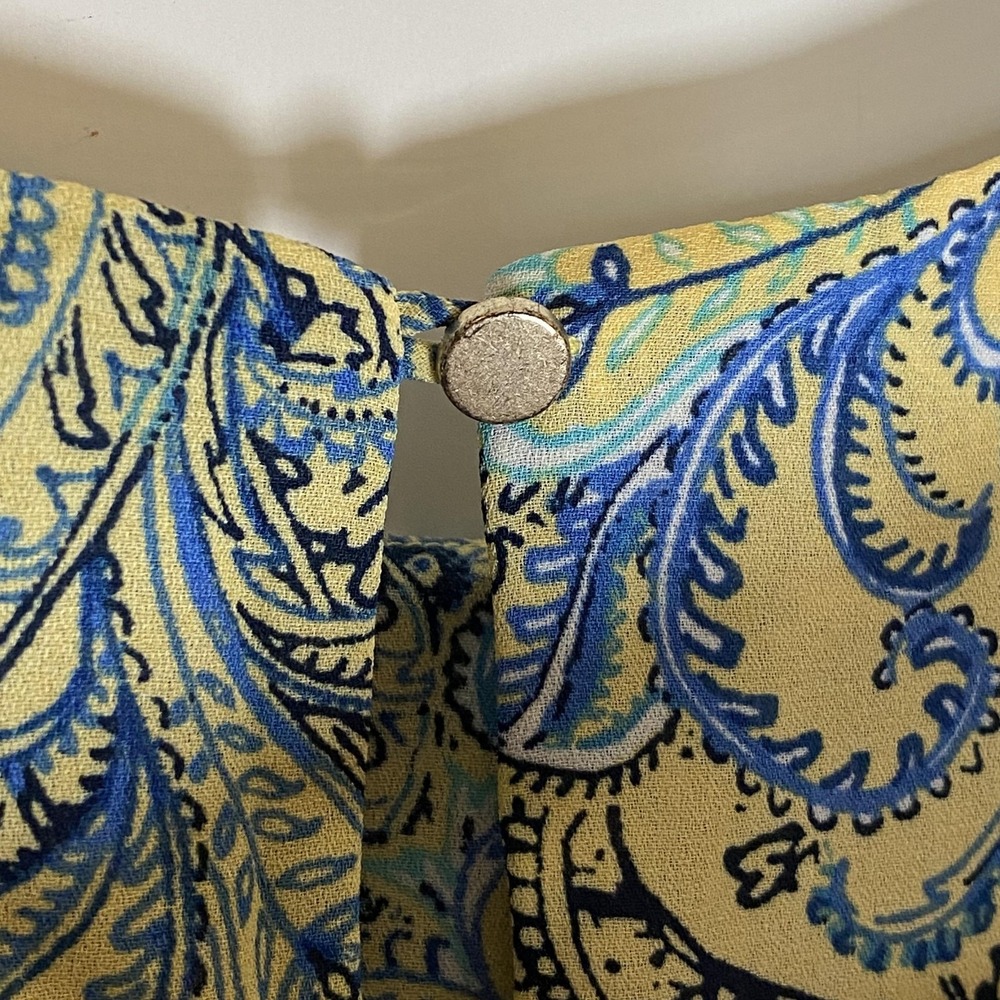 New Directions Top Womens Small Yellow Blue Paisley Sleeveless Tunic Blouse - Picture 12 of 15